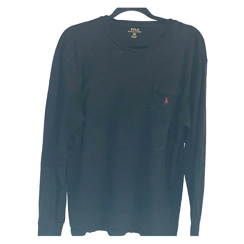 MEN’S LONG SLEEVE DARK GREY POLO SHIRT SIZE M